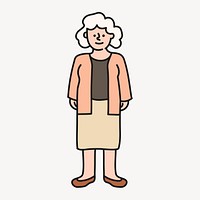 Senior woman collage element, grandmother cartoon illustration vector