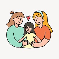 LGBTQ parenting clipart, lesbian couple illustration psd
