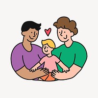 Gay couple cartoon illustration, LGBTQ family design