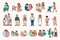 Family members clipart set, people illustration psd