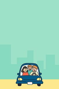 Green background, family traveling illustration