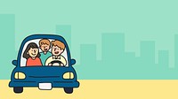 Family trip desktop wallpaper, travel cartoon illustration