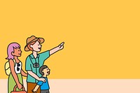 Family day out illustration, yellow background vector