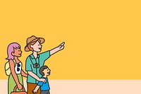 Family day out illustration, yellow background psd