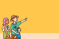 Yellow background, family day out illustration