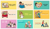 Family blog banner templates set, quote design vector