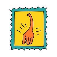 Hand drawn dinosaur on a stamp illustration