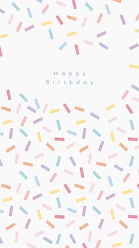 Online birthday greeting template psd with confetti sprinkle background