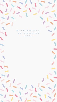 Online birthday greeting template psd with confetti sprinkle frame