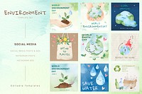 Editable environment template psd social media post