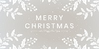Merry Christmas wish psd gray botanical background