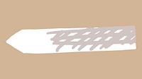 White arrow page marker, beige scribble pattern, stationery collage element vector