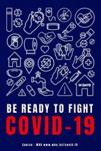 Be ready to fight covid-19 coronavirus awareness message vector