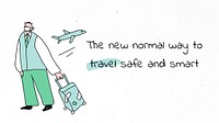 Traveling during pandemic psd new normal lifestyle doodle poster
