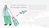 COVID-19 travel restrictions template psd new normal presentation doodle illustration