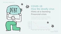 COVID-19 financial crisis template psd new normal presentation doodle illustration
