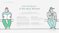 COVID-19 life outdoors template psd new normal presentation doodle illustration