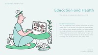 COVID-19 online education template psd new normal presentation doodle illustration