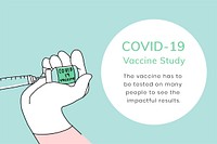 Covid 19 editable template psd vaccine study social banner doodle illustration