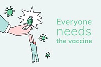 Covid 19 editable template psd vaccine development social banner doodle illustration