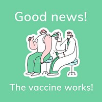 Vaccine development editable template psd for covid 19 social media post doodle illustration