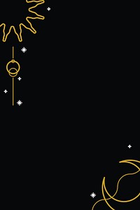 Gold moon and sun border on a  black background vector