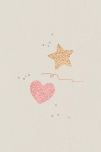 Glitter heart and star background design vector