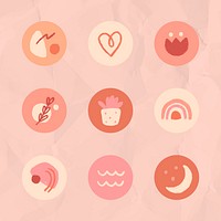 Instagram story highlights icons set vector