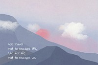 Travel quote template psd on landscape background