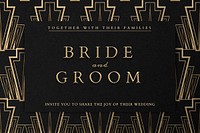 Wedding invitation psd template with art deco pattern for social media banner