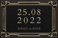 Wedding invitation psd template with art deco pattern for social media banner