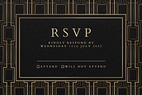 Wedding invitation psd template with art deco pattern for social media banner