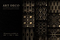 Art deco psd set seamless patterns on dark background