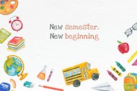 Education editable template psd in watercolor back to school banner
