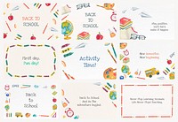 Editable eduction banner template psd set for back to school illustration