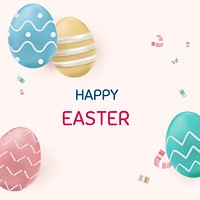 Happy Easter editable template psd colorful eggs festival celebration greeting social media post