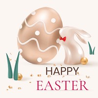 Happy Easter editable template psd with eggs celebration greeting rose gold luxury social media post