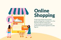 Editable online shopping template psd in flat design for social media