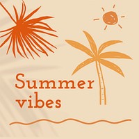 Summer vibes editable template psd in beige social media post