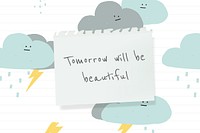 Inspirational quote template psd quote with cute weather doodle banner