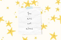 Cheerful quote template psd with stars cute doodle drawings banner