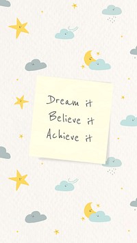 Cheerful quote template psd with cute doodle weather drawings banner