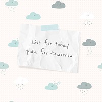 Cheerful quote template psd with cute doodle weather drawings social media