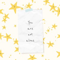 Cheerful quote template psd with stars cute doodle drawings social media post
