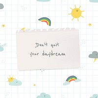 Motivational quote template psd with cute weather doodle social media post