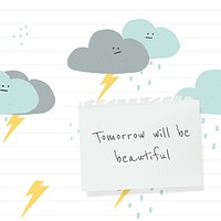Inspirational quote template psd quote with cute weather doodle social media post