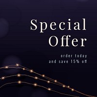Special offer psd editable marketing posts with festive wired lights