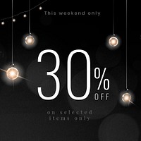 Social media template psd editable marketing posts with string lights