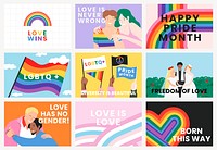 LGBTQ and pride month template psd set