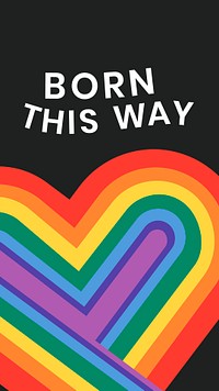 Rainbow heart template psd LGBTQ pride month with born this way text